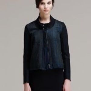 HELMUT LANG Combo Denim Moto Stretchy Jacket NWT